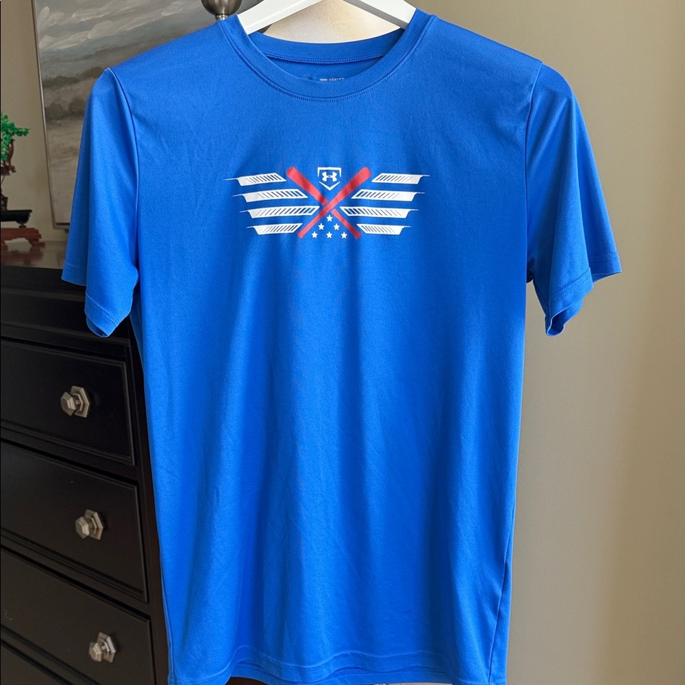 Under Armour Youth XL Blue Winged baseball Graphic Tee